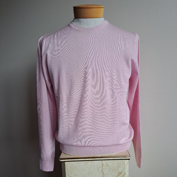 New Stenstroms Men's Merino Wool Long Sleeve Pink Shirt Pullover Sweater Sz S/M - Picture 7 of 16